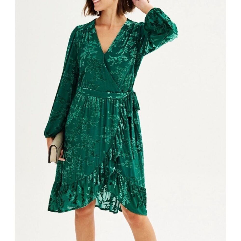 Draper James RSVP NWT velvet burnout faux wrap dress size small